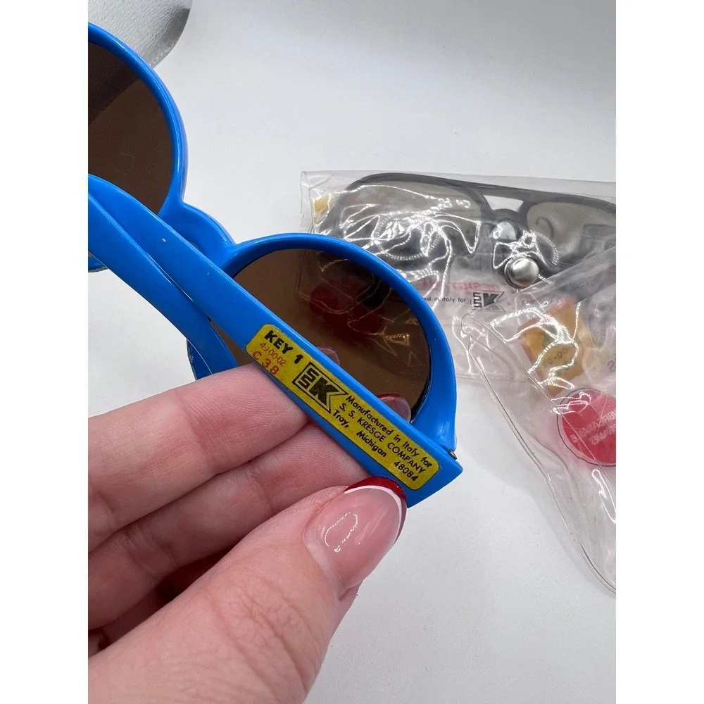 Set Of 1980s Kmart Children's Sunglasses Blue +‎ Black Plastic Unbreakable NOS